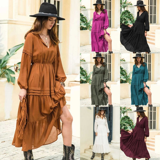 Amalia | Women's V-Neck Boho Maxi Dress