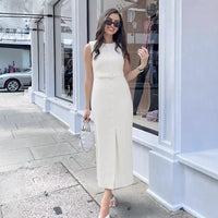 Amalia | Women's Waist Belt Sleeveless Belted Wrap Dress