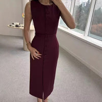 Amalia | Women's Waist Belt Sleeveless Belted Wrap Dress