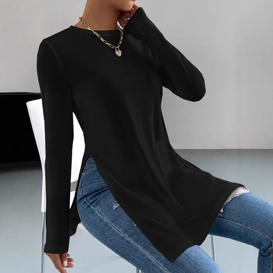 Amalia | Women's Asymmetric Slit Casual Long Sleeve Top
