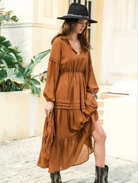 Amalia | Women's V-Neck Boho Maxi Dress in Bernstein