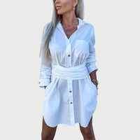 Amalthea | Women's Long Sleeve Shirt Dress in White