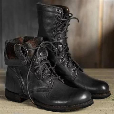 Amara | Women's Lace-Up Mid-Calf Design Boots in Black