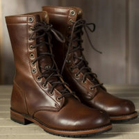Amara | Women's Lace-Up Mid-Calf Design Boots in Dark Brown