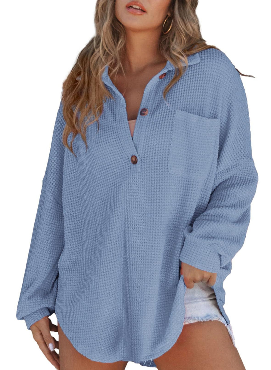 Amarante | Women's Button-Front Casual Dress in Blue