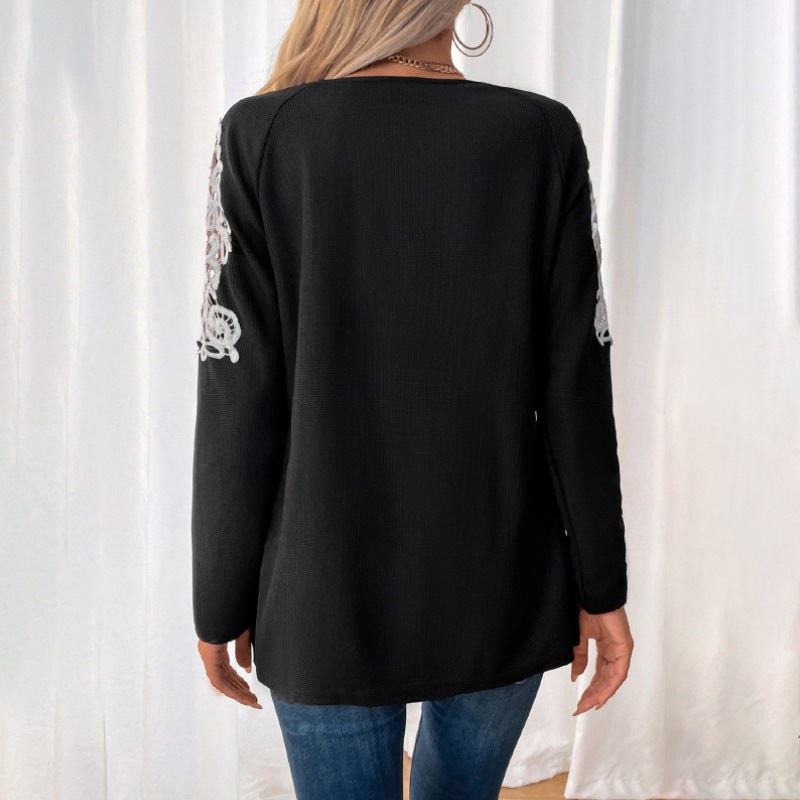 Amarante | Women's Zip Lace Elegant Top in Black