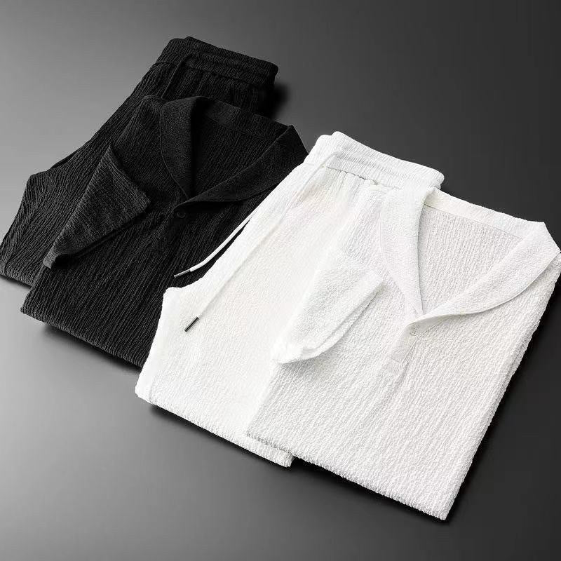 Amaryllis | Women's Elastic Waist Textured Short Sleeve Casual Shirt