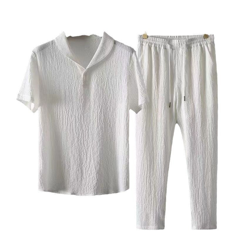 Amaryllis | Women's Elastic Waist Textured Short Sleeve Casual Shirt