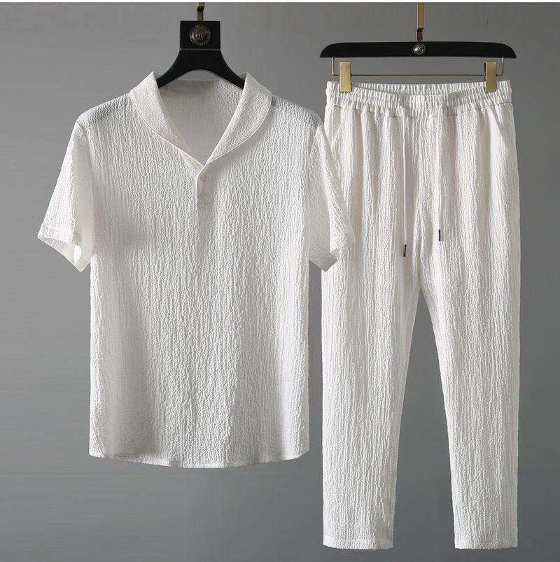 Amaryllis | Women's Elastic Waist Textured Short Sleeve Casual Shirt