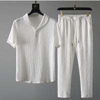 Amaryllis | Women's Elastic Waist Textured Short Sleeve Casual Shirt in White