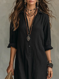 Amedee | Women's Long Sleeve Button-Front Shirt Dress
