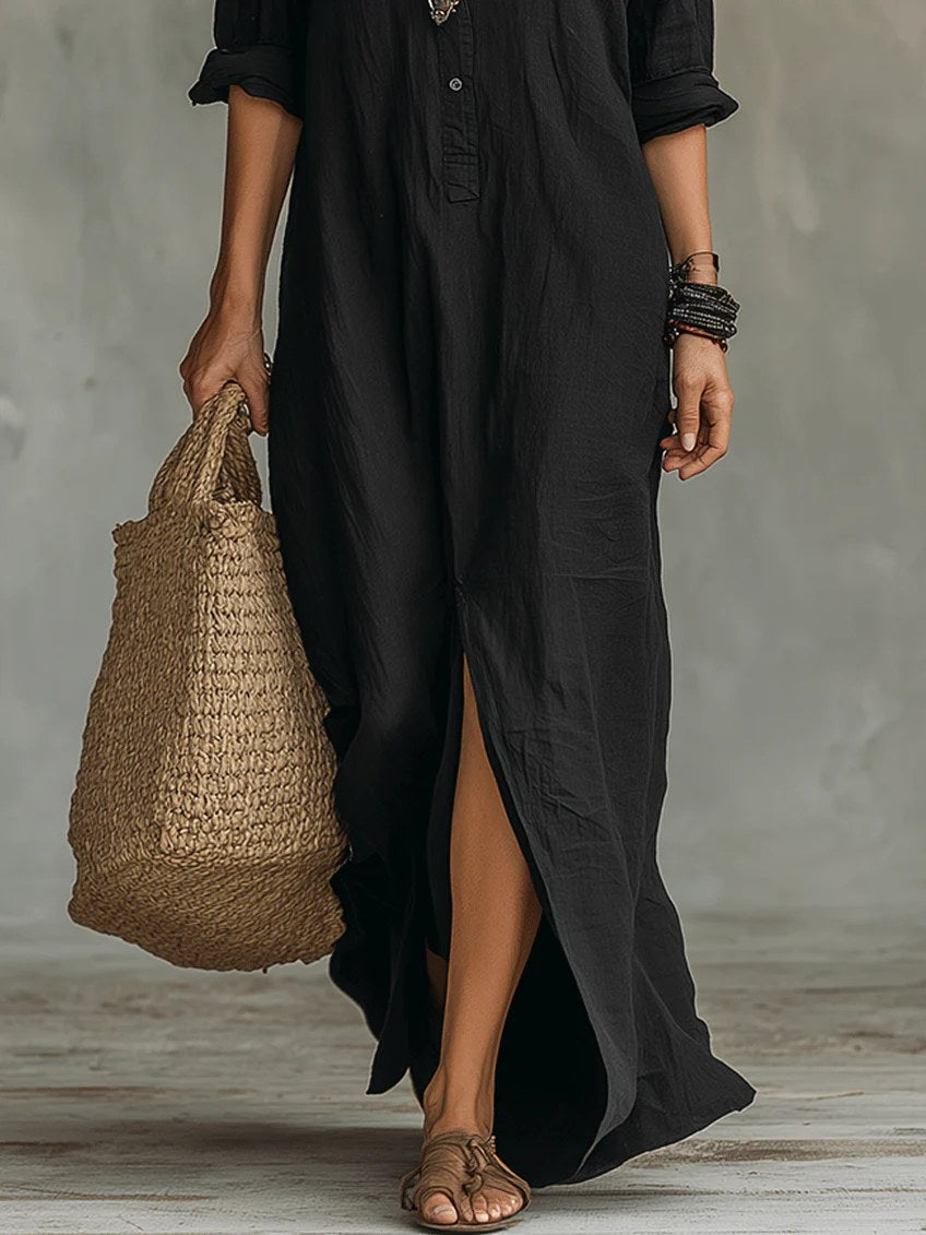 Amedee | Women's Long Sleeve Button-Front Shirt Dress