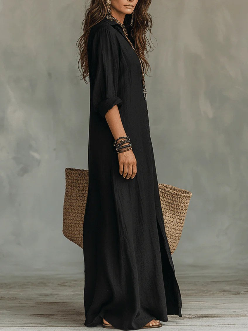 Amedee | Women's Long Sleeve Button-Front Shirt Dress