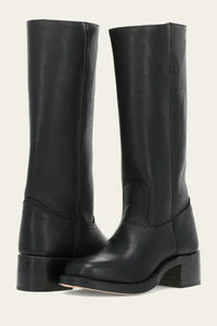 Amelie | Women's Mid Calf Block Heel With Closed Toe Boots in Black