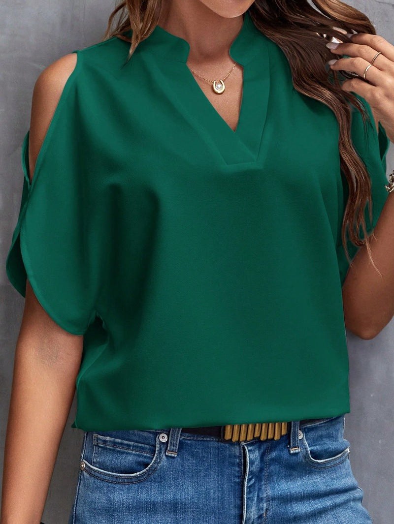 Amina | Women's Stand Collar Elegant Blouse in Green