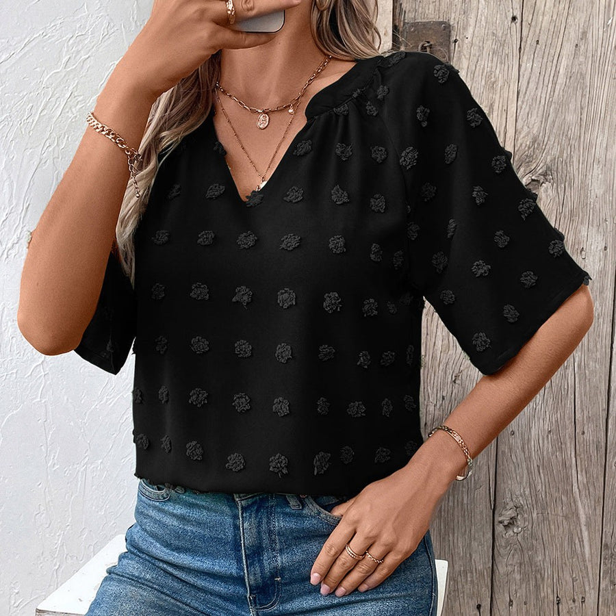 Aminta | Women's Floral Print Textured Elegant Top