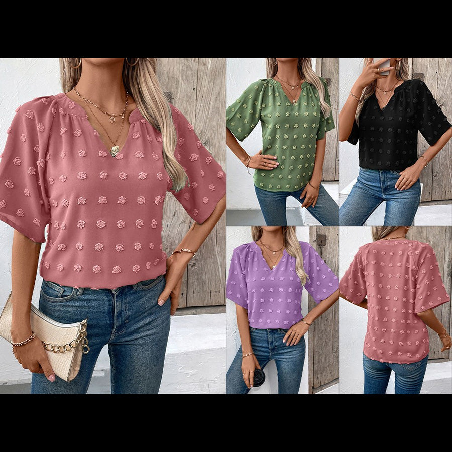 Aminta | Women's Floral Print Textured Elegant Top