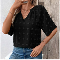 Aminta | Women's Floral Print Textured Elegant Top in Black