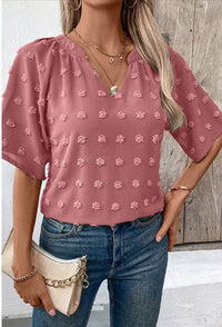 Aminta | Women's Floral Print Textured Elegant Top in Dusty Rose