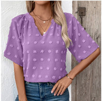 Aminta | Women's Floral Print Textured Elegant Top in Purple