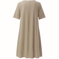Ammeline | Women's Round Neckline Short Sleeve Cut Mini Dress