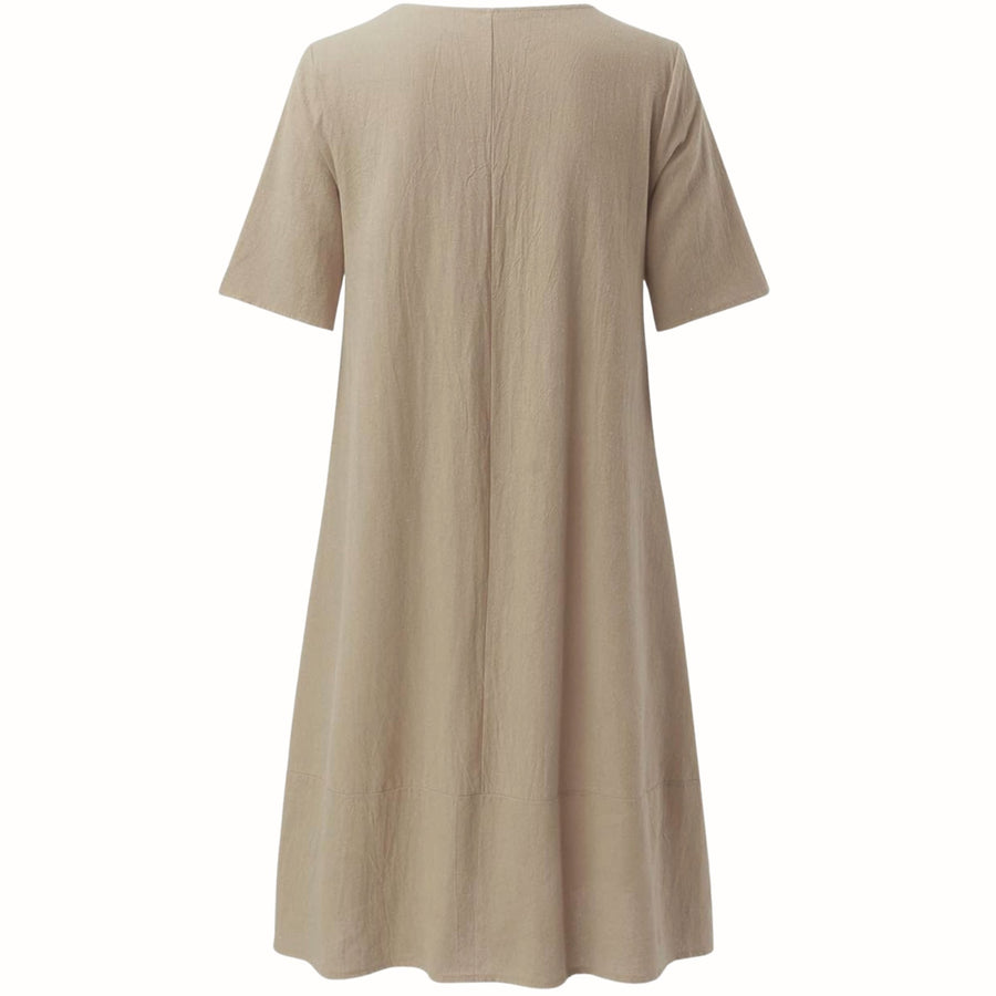 Ammeline | Women's Round Neckline Short Sleeve Cut Mini Dress