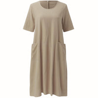 Ammeline | Women's Round Neckline Short Sleeve Cut Mini Dress
