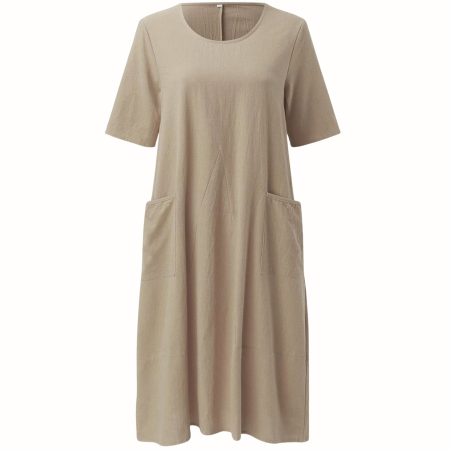 Ammeline | Women's Round Neckline Short Sleeve Cut Mini Dress