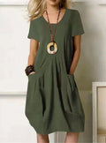 Ammeline | Women's Round Neckline Short Sleeve Cut Mini Dress