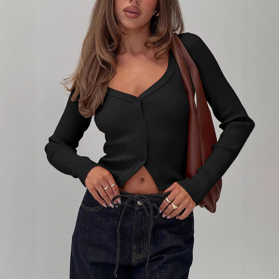Ampelia | Women's V-Neck Button-Front Elegant Cardigan
