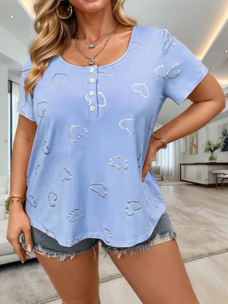Anabella | Women's Button-Front T-Shirt in Blue