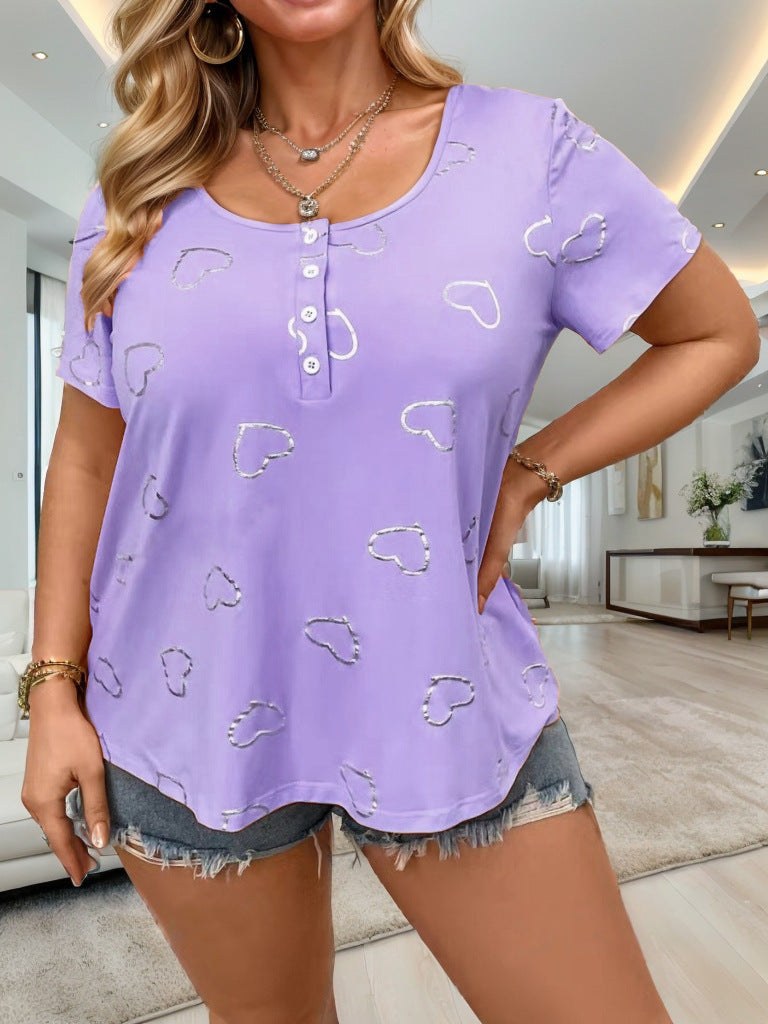 Anabella | Women's Button-Front T-Shirt in Purple
