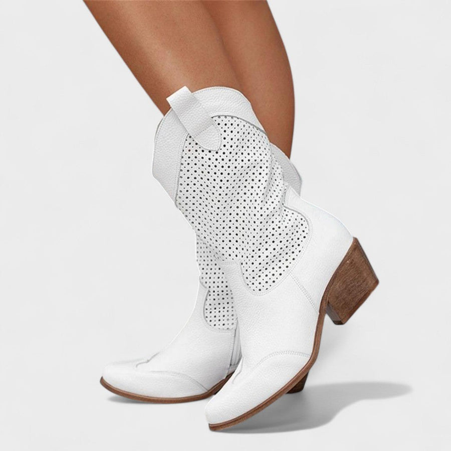 Anaïs | Women's Mid-Calf Perforated Detail Boots
