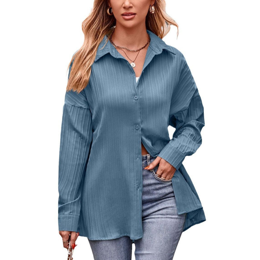 Anastasia | Women's Oversized Elegant Blouse in Misty Blue