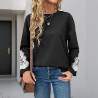 Anastasie | Women's Lace Elegant Sweatshirt in Black