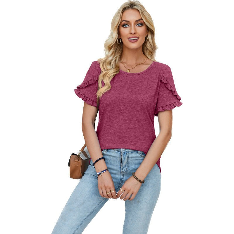 Ancelin | Women's Ruffle Detail T-Shirt