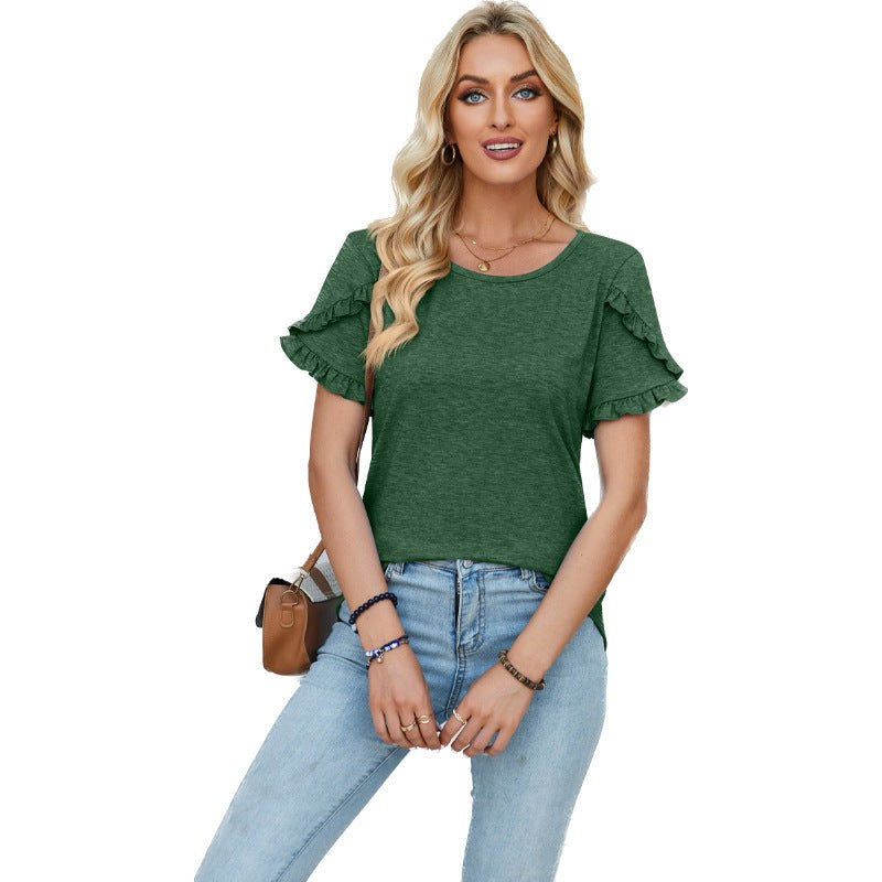 Ancelin | Women's Ruffle Detail T-Shirt