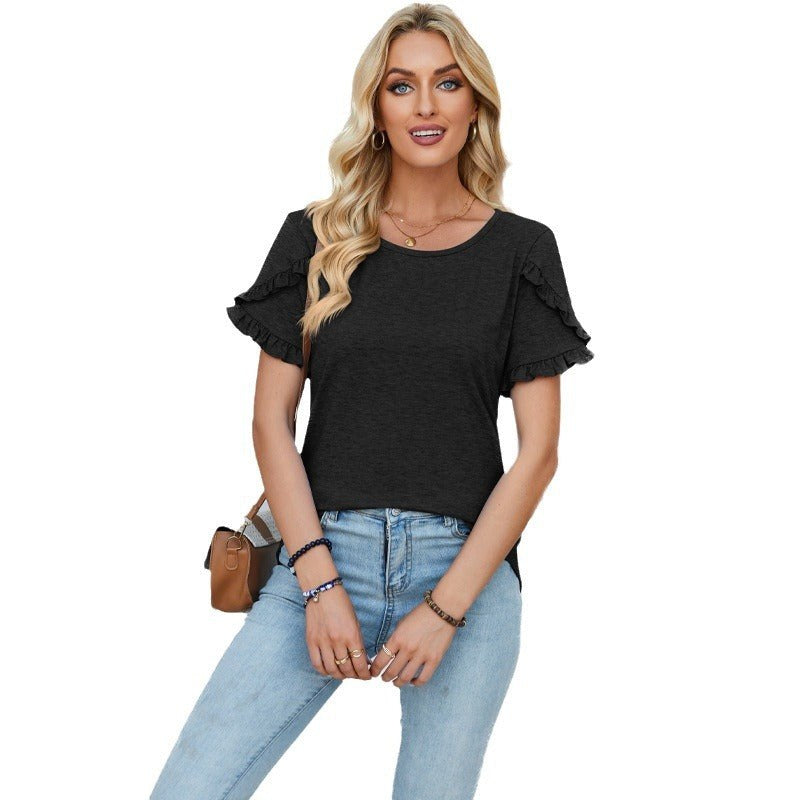 Ancelin | Women's Ruffle Detail T-Shirt