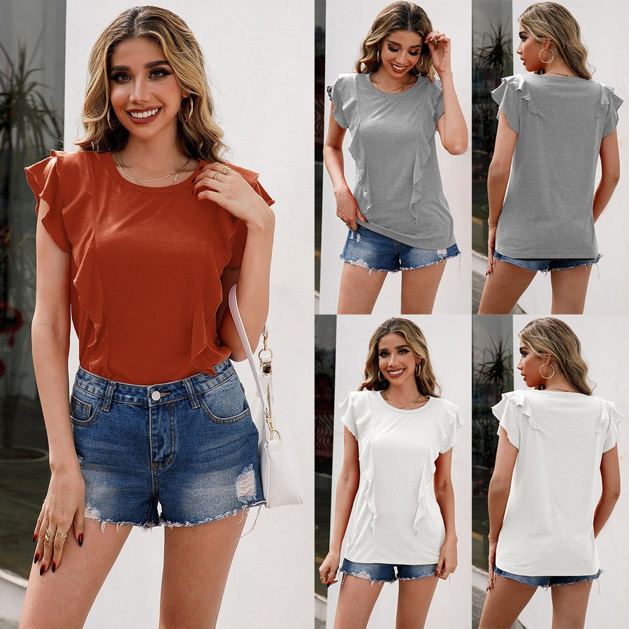 Andromeda | Women's Ruffle Detail Elegant T-Shirt