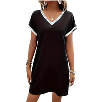 Anemara | Women's V-Neck Dress – Casual Dress in Black
