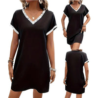 Anemara | Women's V-Neck Dress – Casual Dress in Black