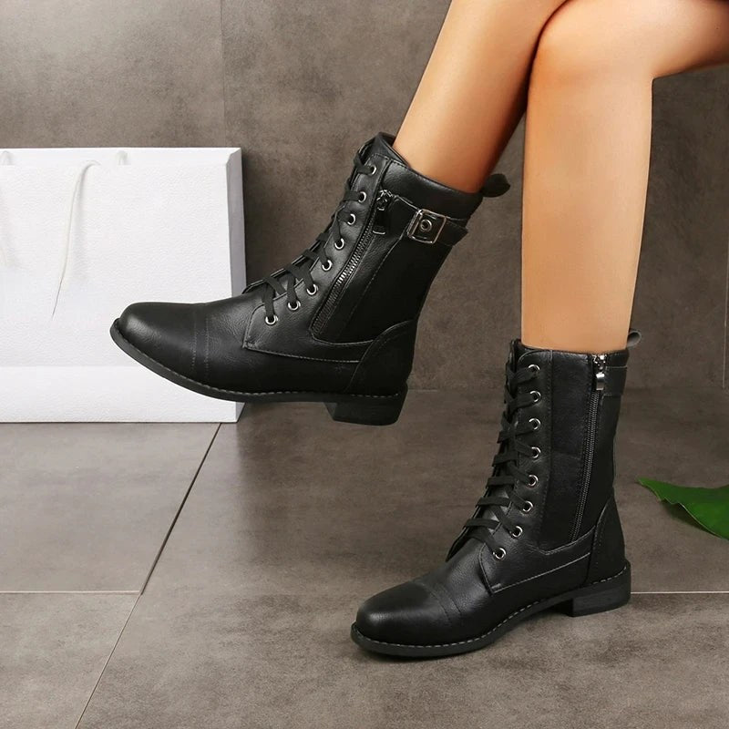 Angelique | Women's Mid-Calf With Lace-Up Front Boots
