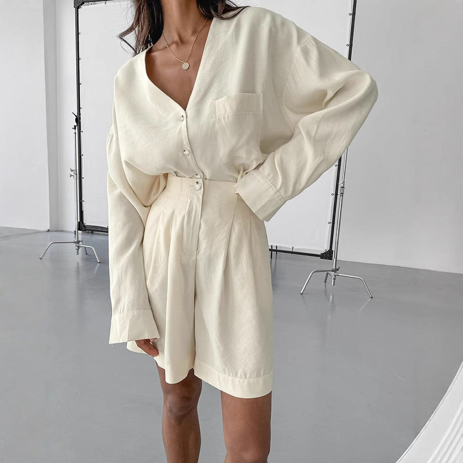 Angelique | Women's Comfortable Pajama Set in Beige