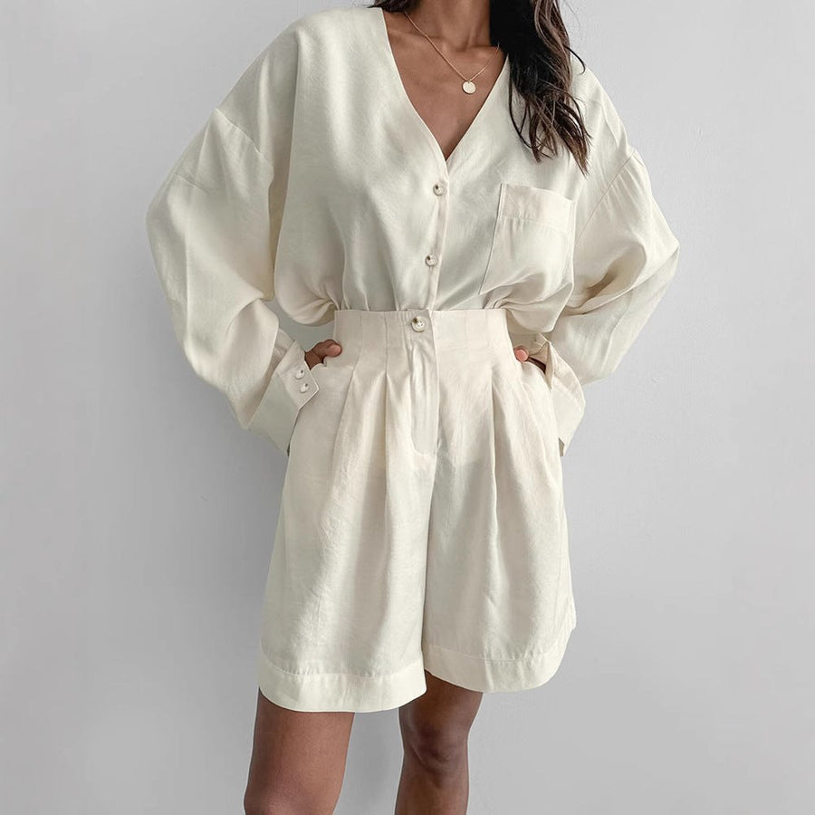 Angelique | Women's Comfortable Pajama Set in Beige