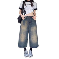 Angelique | Women's Wide Leg High Waist Jeans in Blue