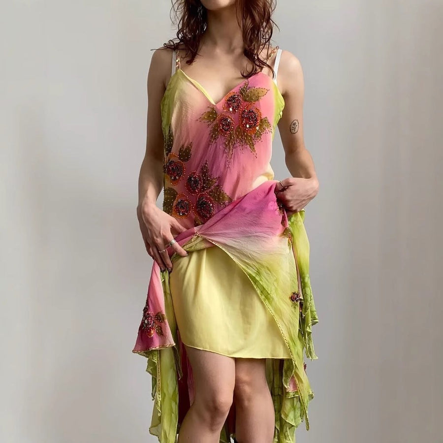 Angelique | Women's Asymmetric Floral Summer Dress in Kleid
