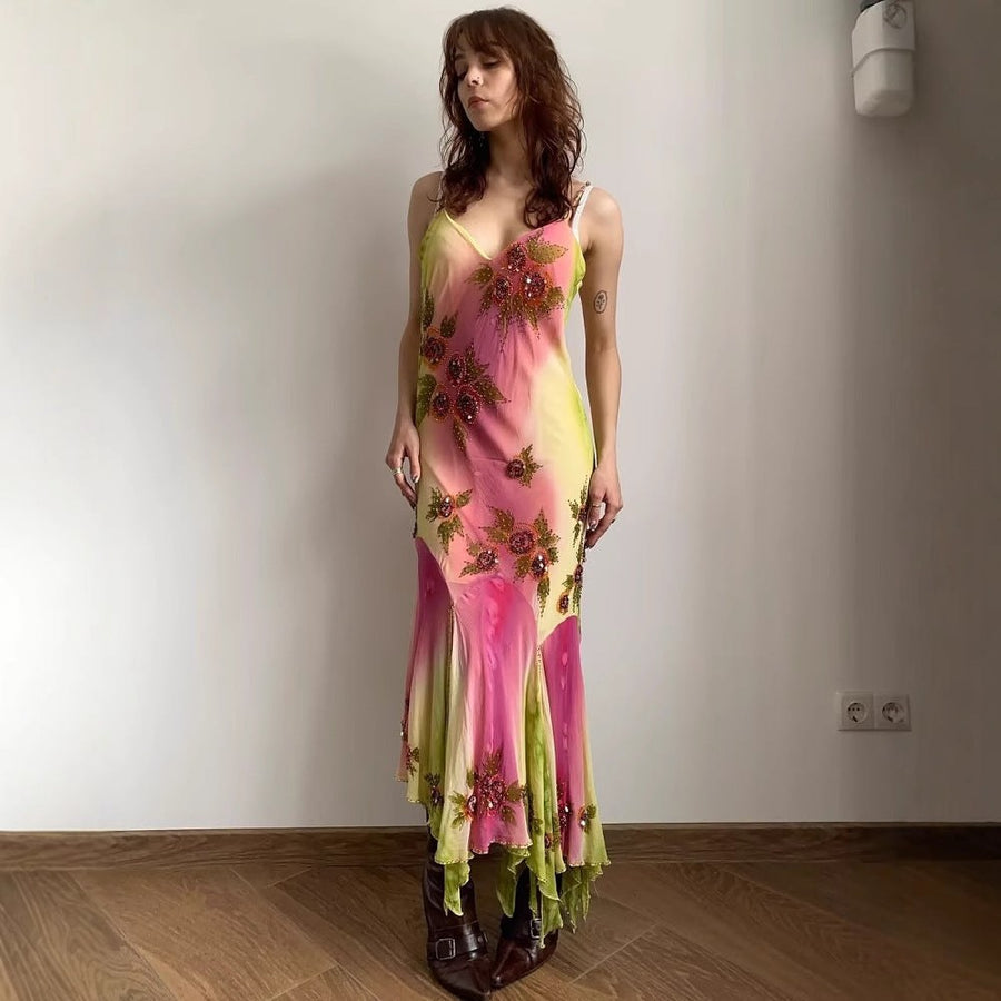 Angelique | Women's Asymmetric Floral Summer Dress in Kleid