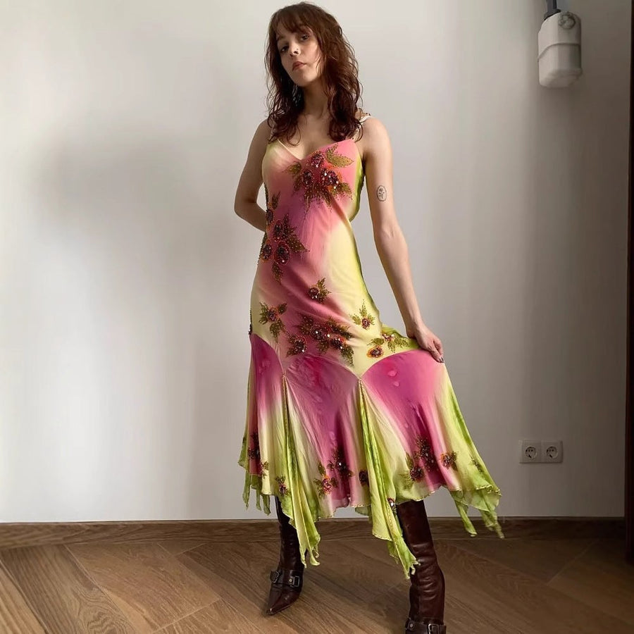 Angelique | Women's Asymmetric Floral Summer Dress in Kleid