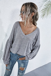 Angharad | Women's V-Neck Puff Sleeve Top