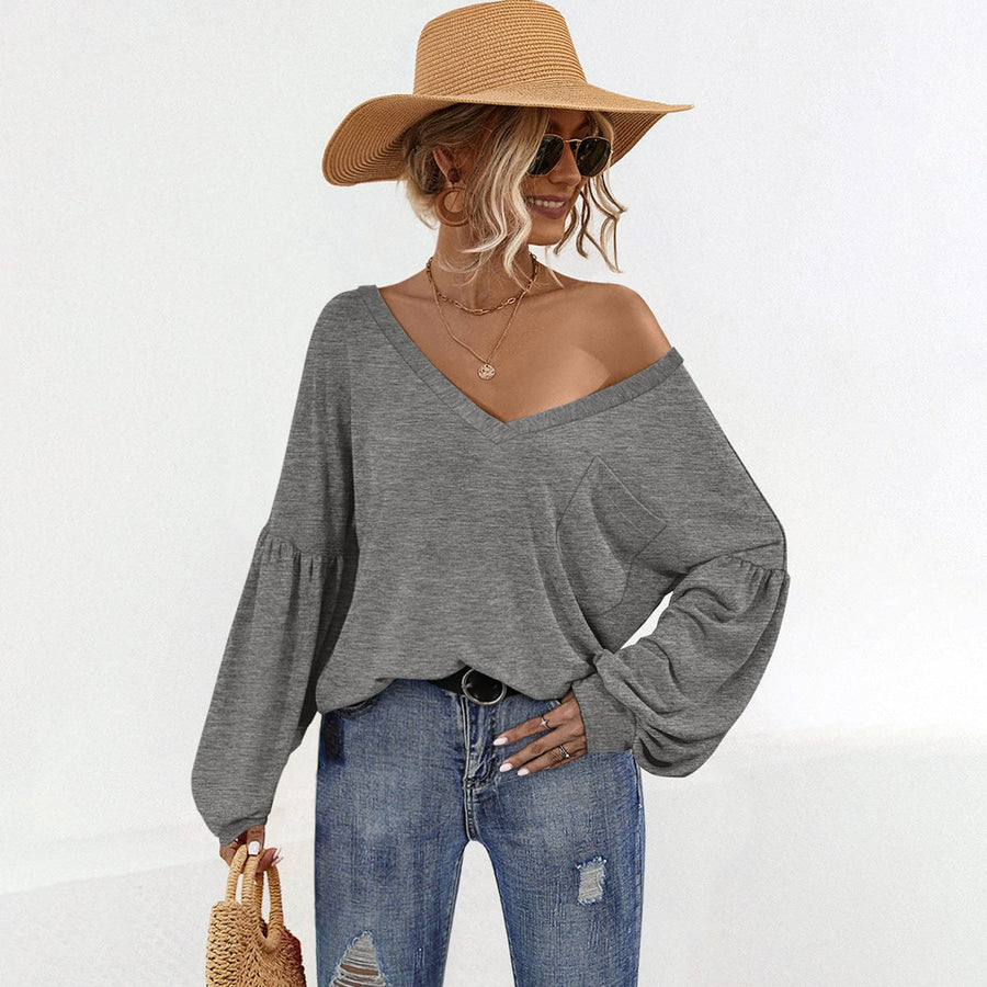 Angharad | Women's V-Neck Puff Sleeve Top